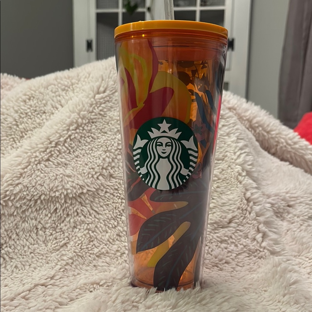 Starbucks Floral Tumbler with Straw